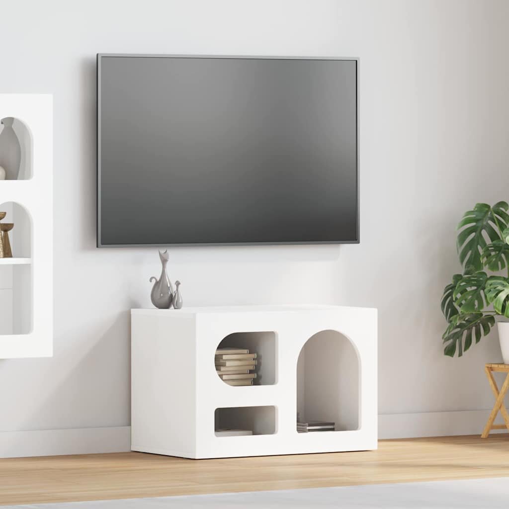 vidaXL ТВ шкаф ELST 60 x 35 x 40 см Бяло Инженерна дървесина