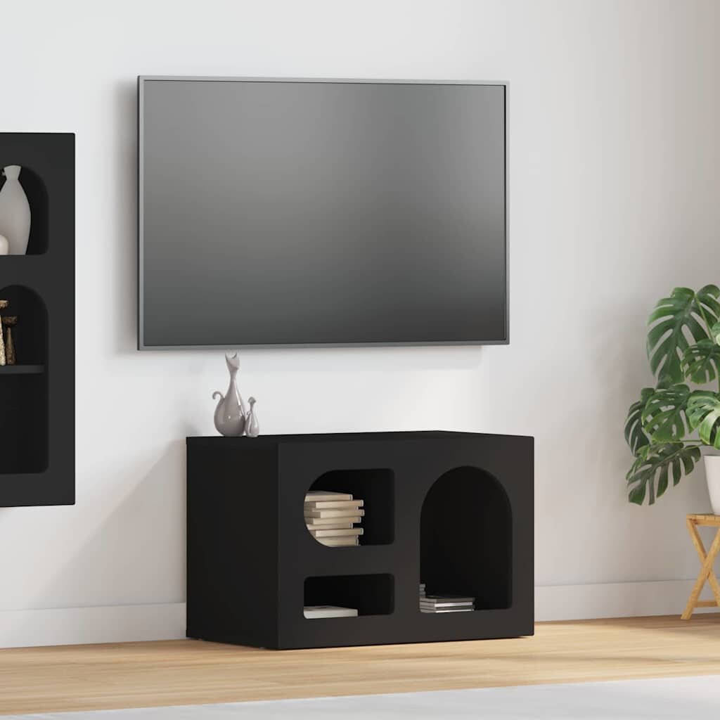 vidaXL ТВ шкаф ELST 60 x 35 x 40 см Черно Инженерна дървесина