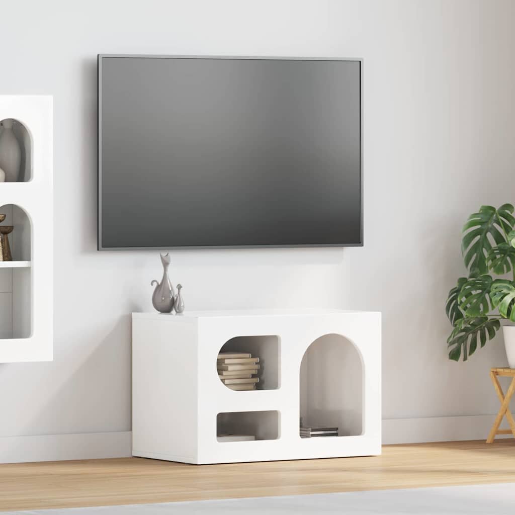vidaXL ТВ шкаф ELST 60 x 35 x 40 см Лъскаво бяло Инженерна дървесина