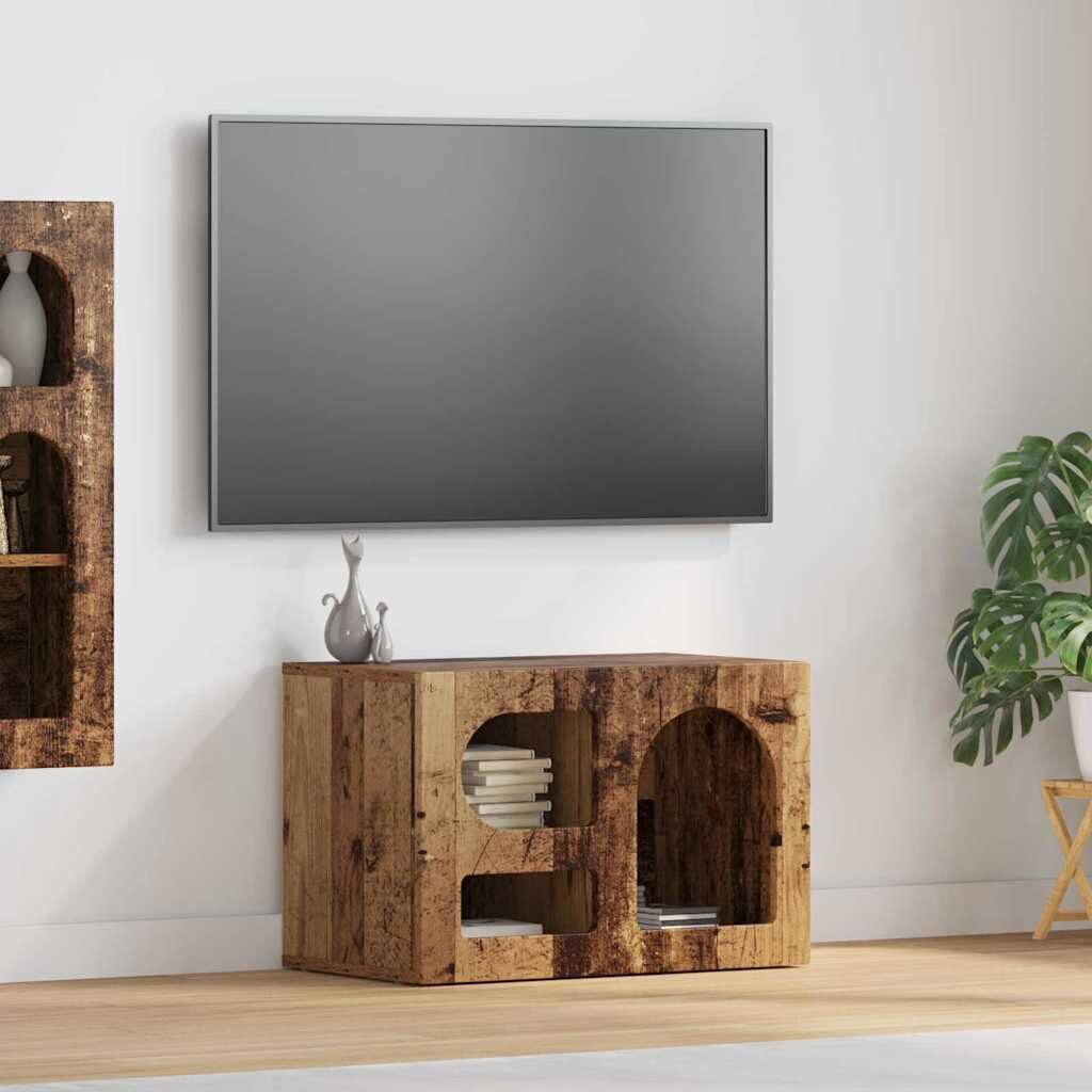 vidaXL ТВ шкаф ELST 60 x 35 x 40 см Старо дърво Инженерна дървесина
