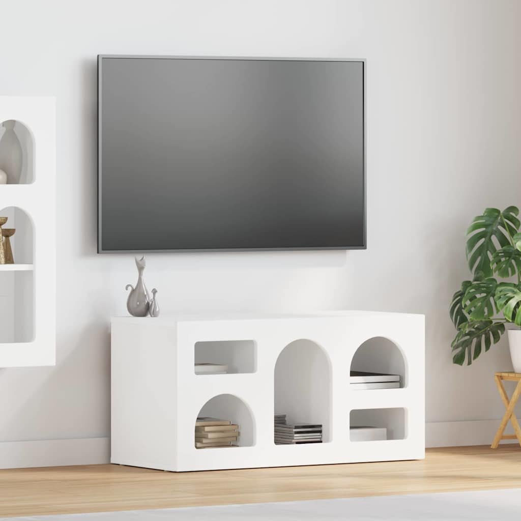 vidaXL ТВ шкаф ELST 80 x 35 x 40 см Бяло Инженерна дървесина