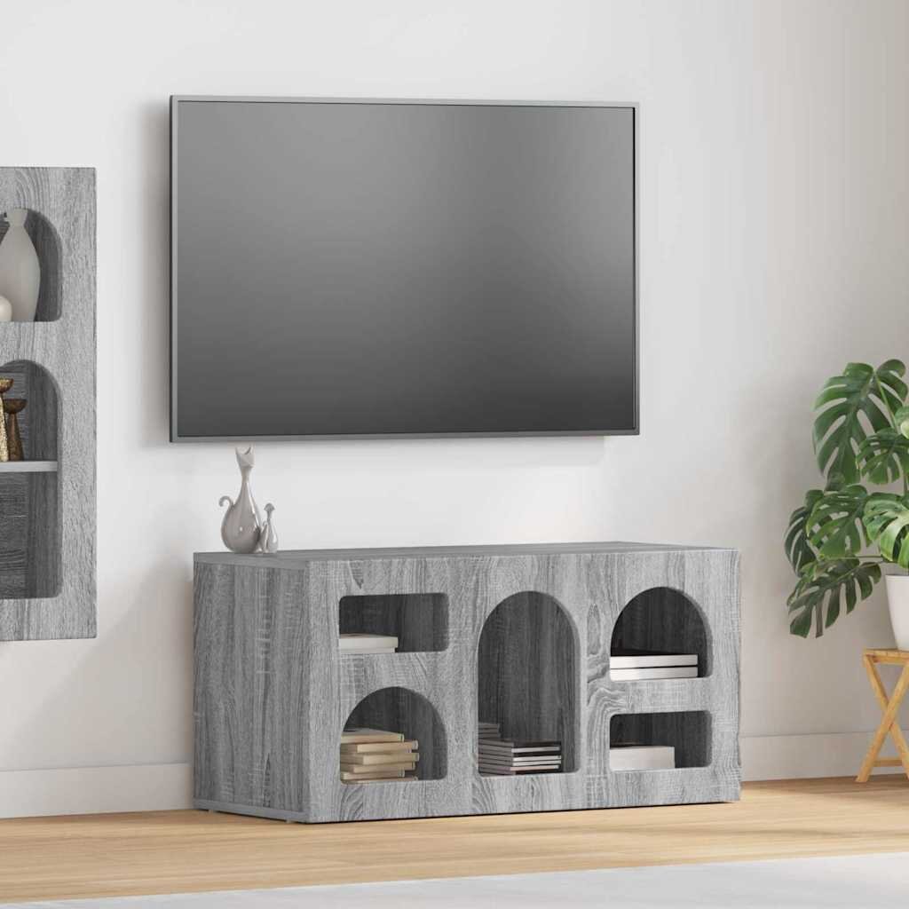 vidaXL ТВ шкаф ELST 80 x 35 x 40 см Сив Сонома Инженерна дървесина