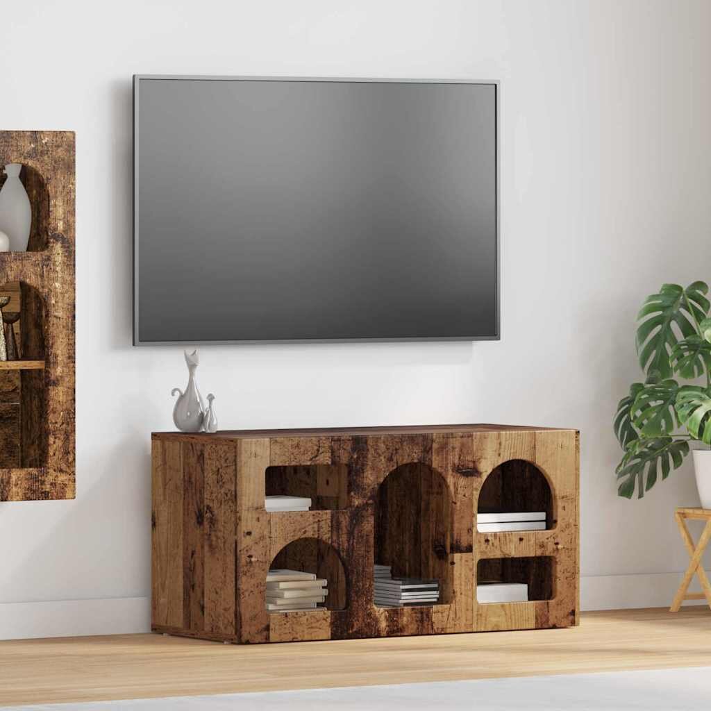 vidaXL ТВ шкаф ELST 80 x 35 x 40 см Старо дърво Инженерна дървесина