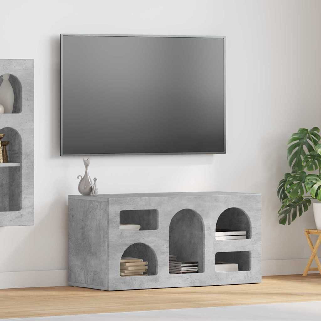 vidaXL ТВ шкаф ELST 80 x 35 x 40 см Циментено сиво Инженерна дървесина
