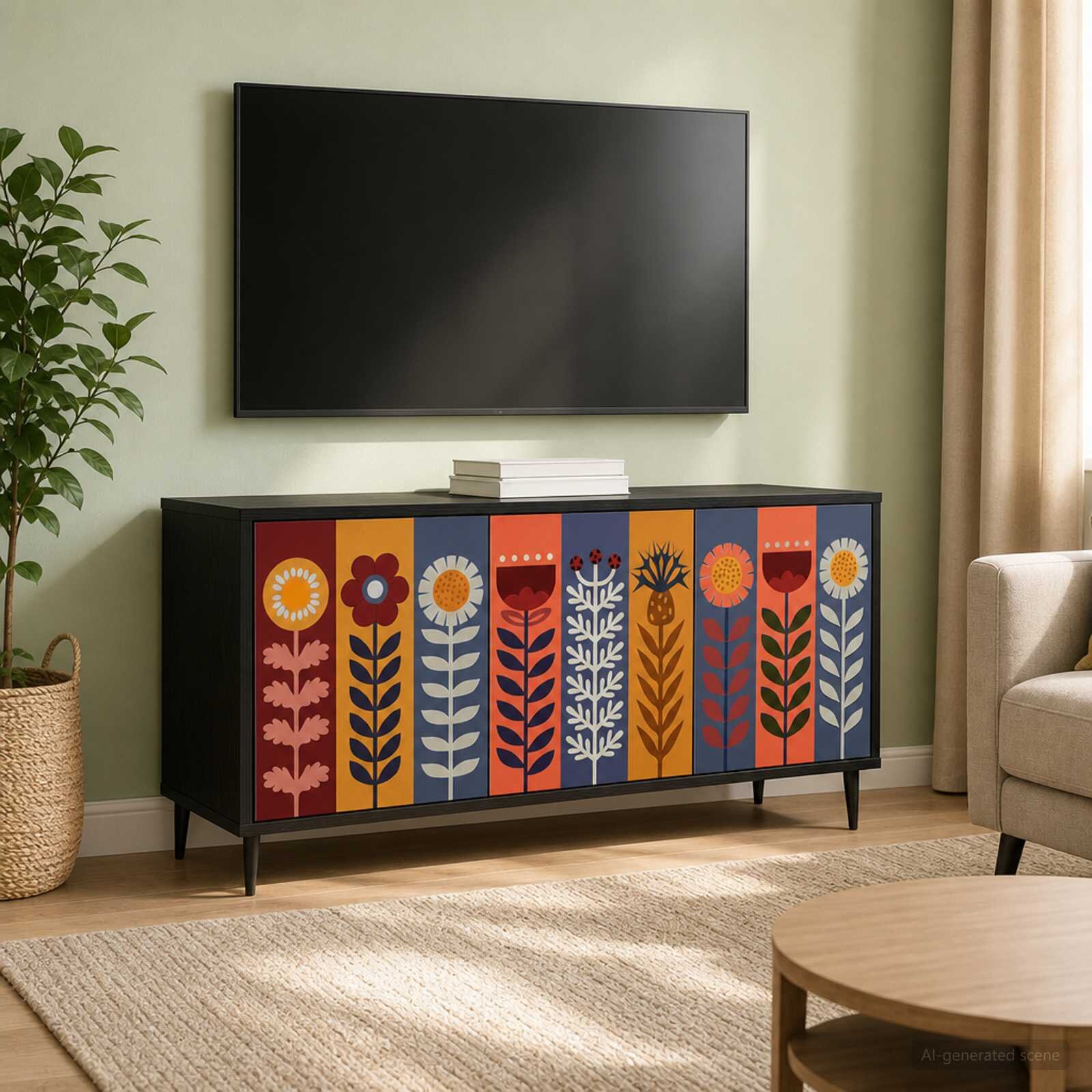 vidaXL ТВ шкаф ESSEN 102 x 33 x 51 см Черен дъб Инженерна дървесина