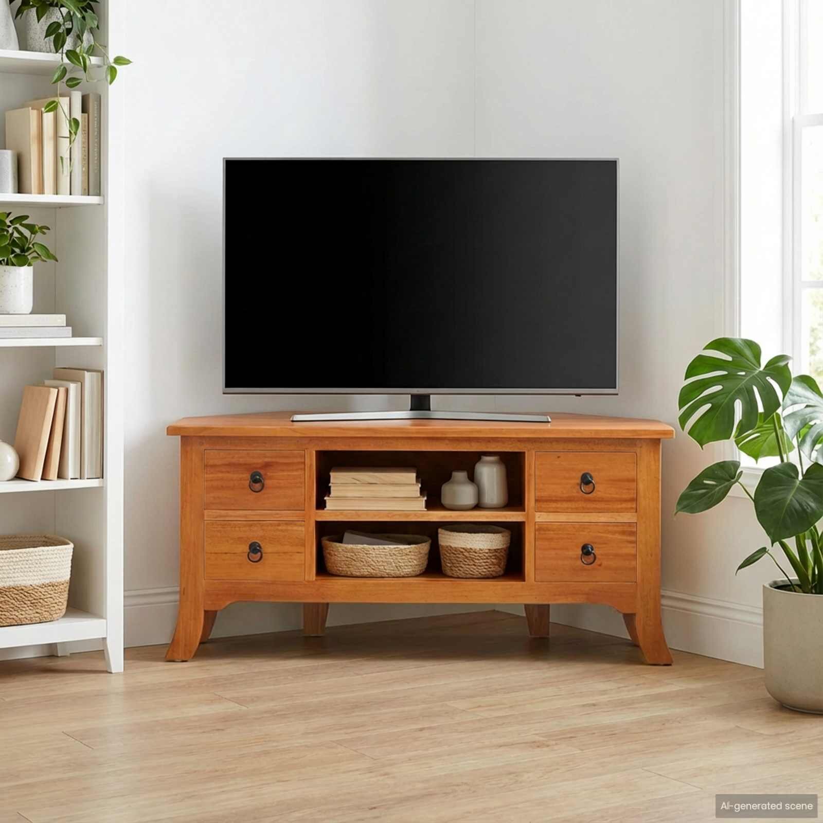 vidaXL ТВ шкаф Естествен 100 x 405 x 46 см Масивно махагоново дърво
