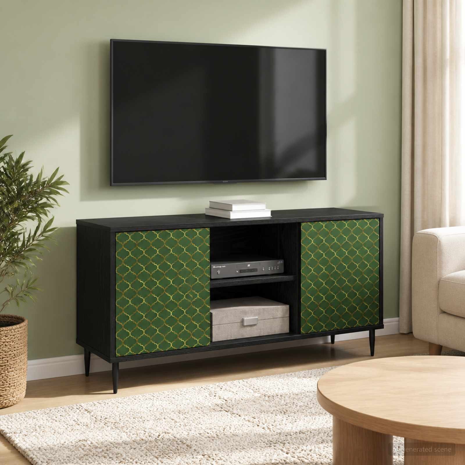 vidaXL ТВ шкаф GELEEN 102 x 33 x 51 см Черен дъб Инженерна дървесина