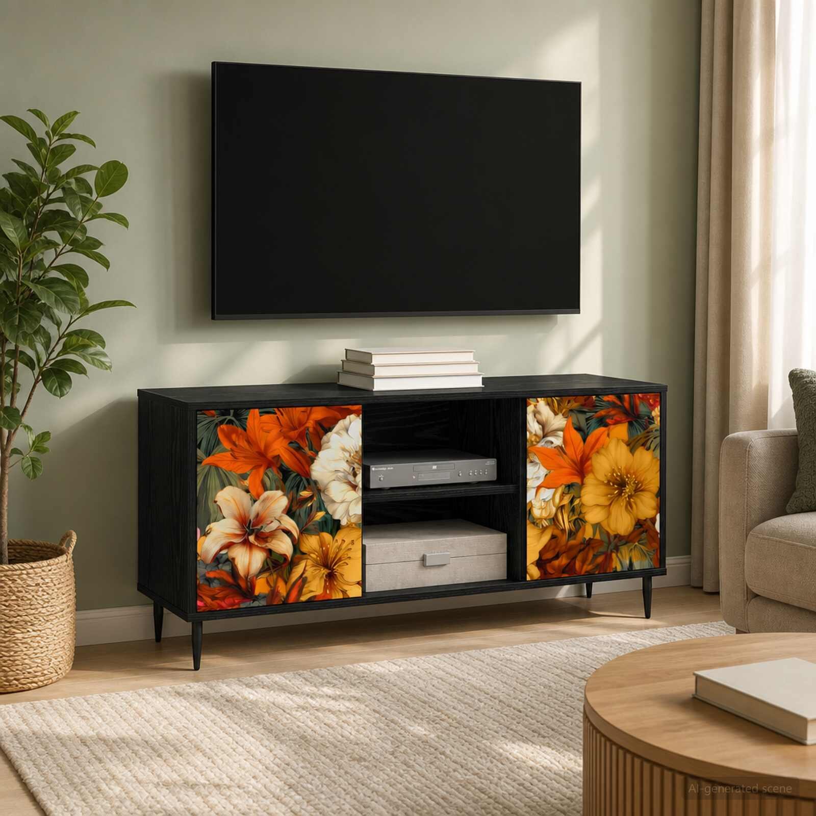 vidaXL ТВ шкаф GENNEP 102 x 33 x 51 см Черен дъб Инженерна дървесина