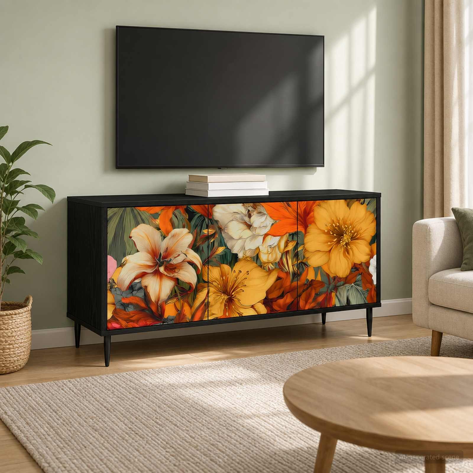 vidaXL ТВ шкаф GENNEP 102 x 33 x 51 см Черен дъб Инженерна дървесина