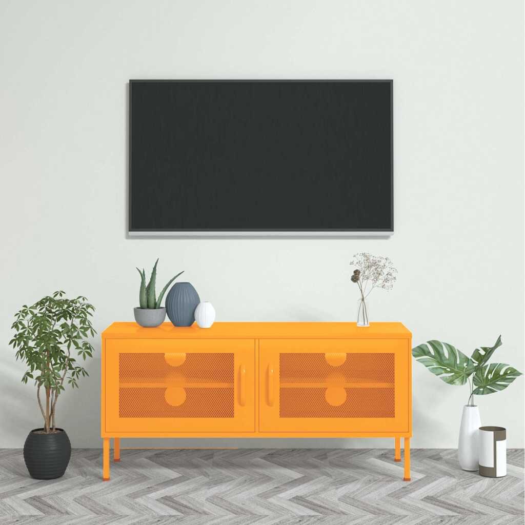 vidaXL ТВ шкаф горчица жълто 105x35x50 см стомана