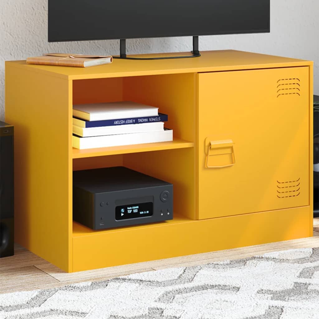 vidaXL ТВ шкаф горчица жълто 67x39x44 см стомана