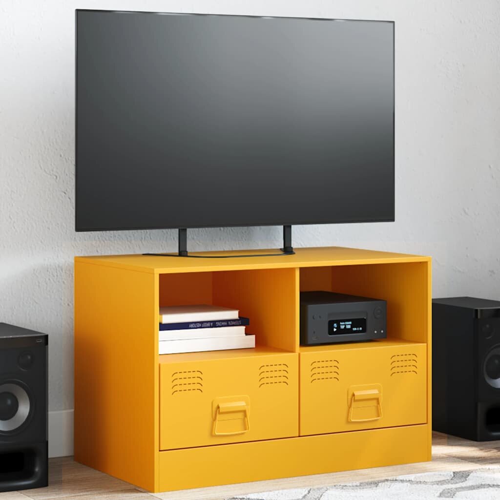 vidaXL ТВ шкаф горчица жълто 67x39x44 см стомана