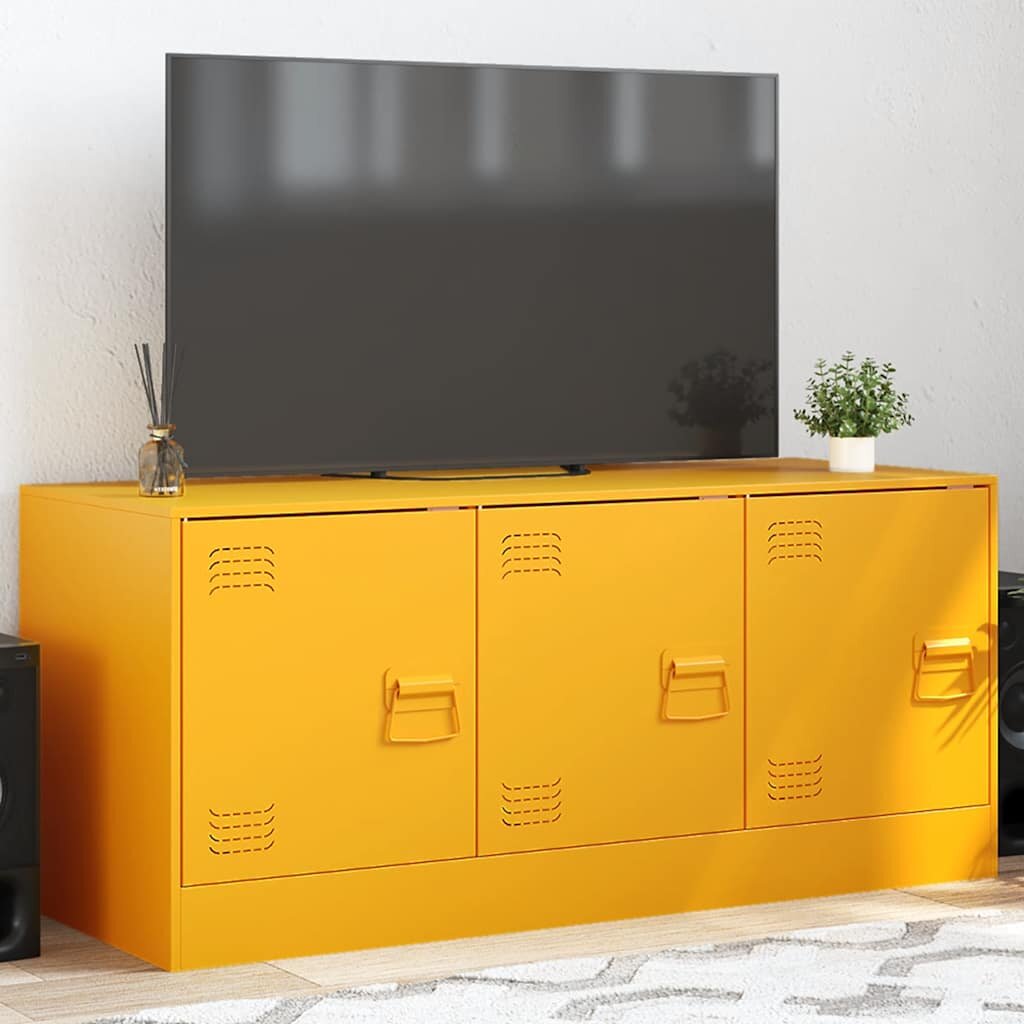 vidaXL ТВ шкаф горчица жълто 99x39x44 см стомана