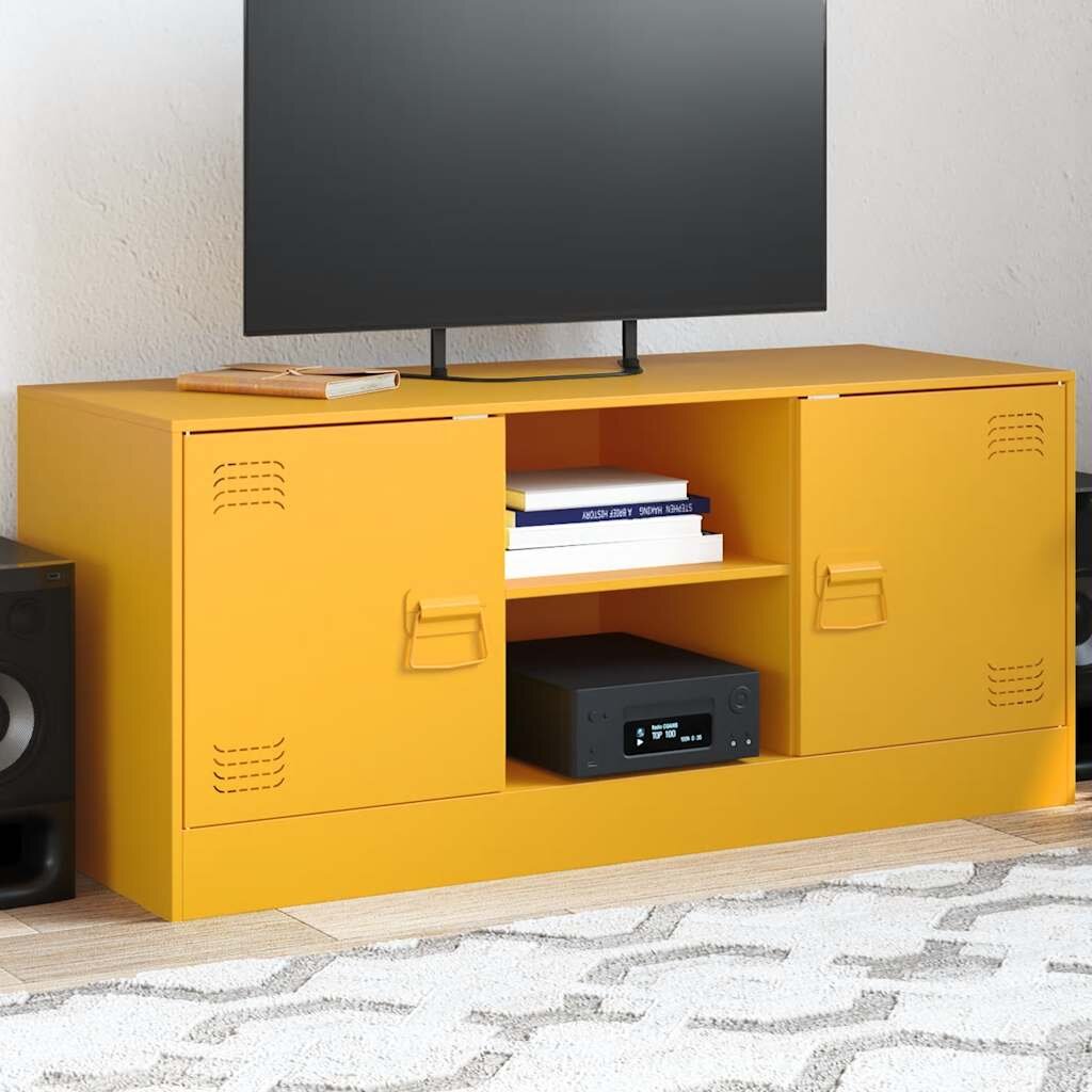 vidaXL ТВ шкаф горчица жълто 99x39x44 см стомана