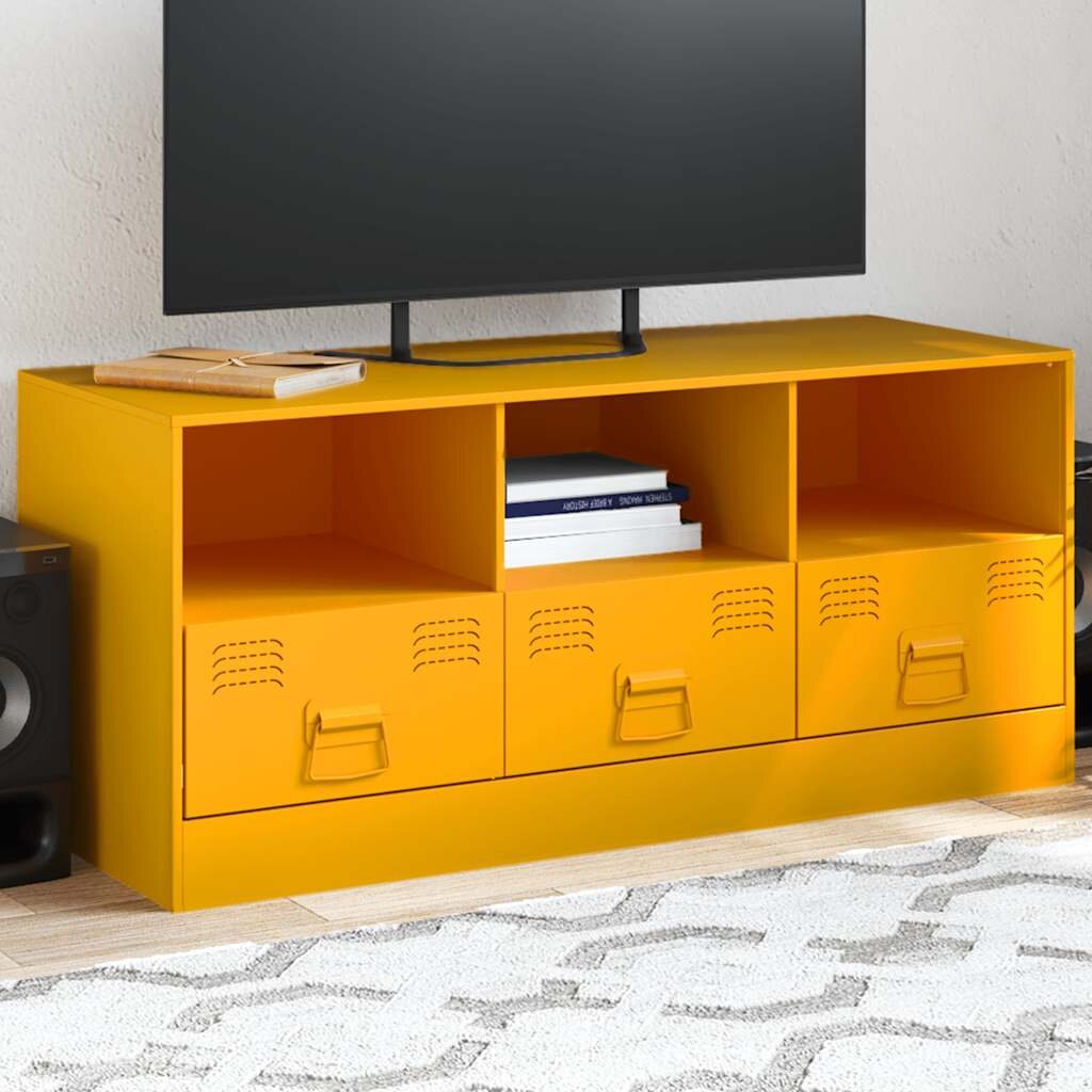 vidaXL ТВ шкаф горчица жълто 99x39x44 см стомана