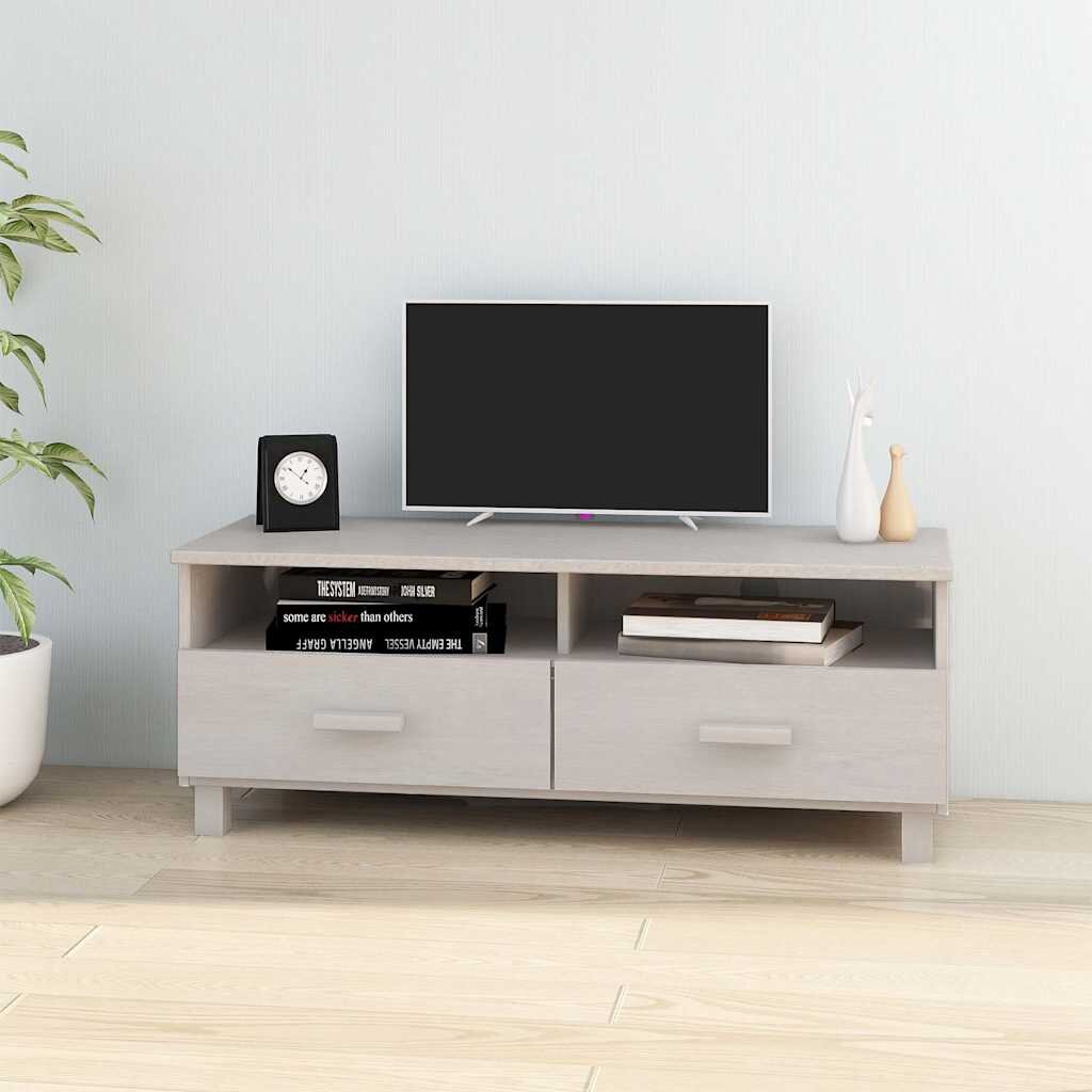 vidaXL ТВ шкаф HAMAR бял 106x40x40 см борово дърво масив