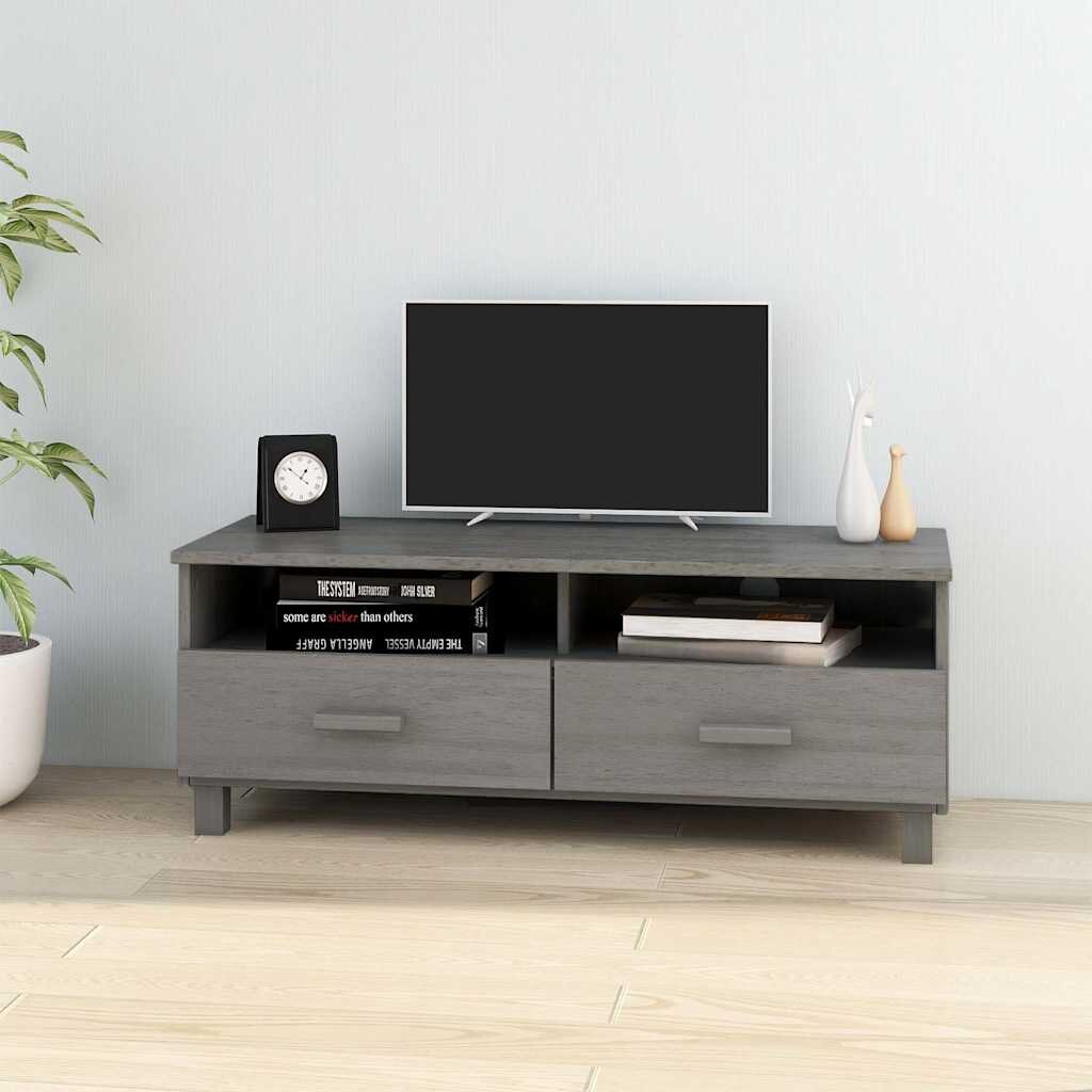 vidaXL ТВ шкаф HAMAR светлосив 106x40x40 см борово дърво масив