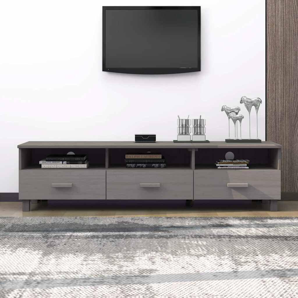 vidaXL ТВ шкаф HAMAR светлосив 158x40x40 см борово дърво масив