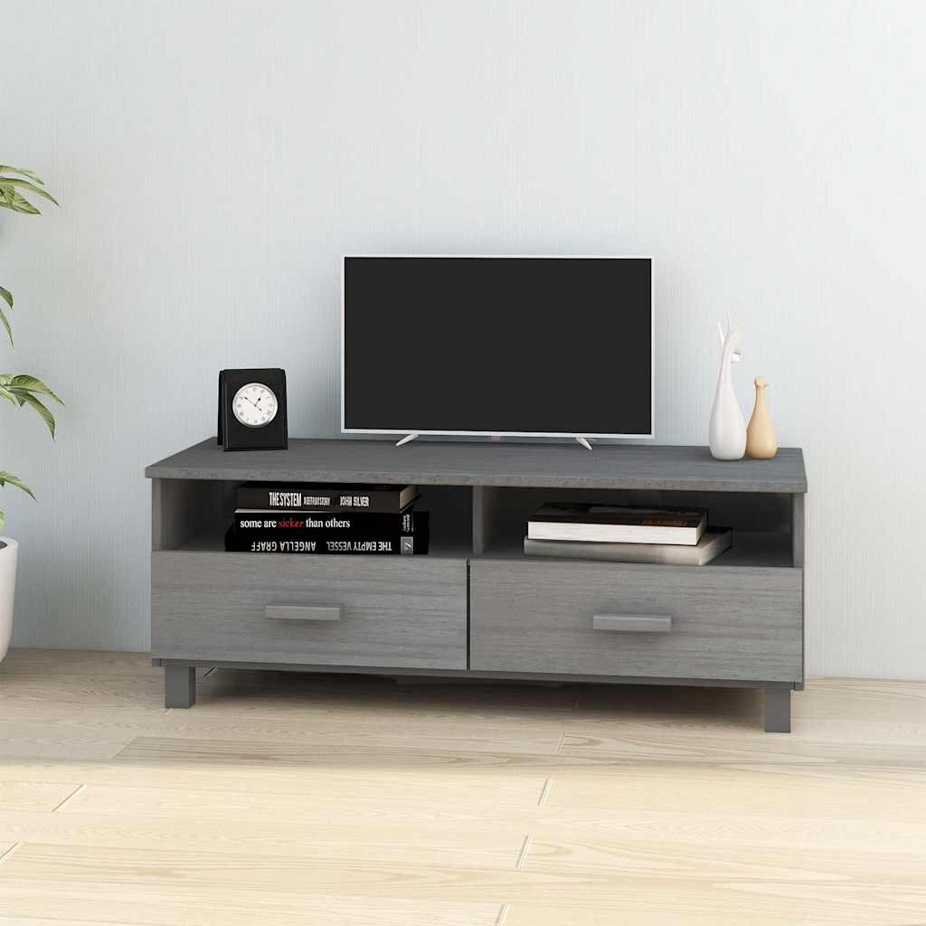 vidaXL ТВ шкаф HAMAR тъмносив 106x40x40 см борово дърво масив