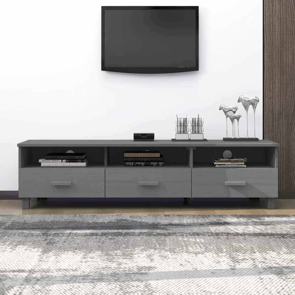 vidaXL ТВ шкаф HAMAR тъмносив 158x40x40 см борово дърво масив