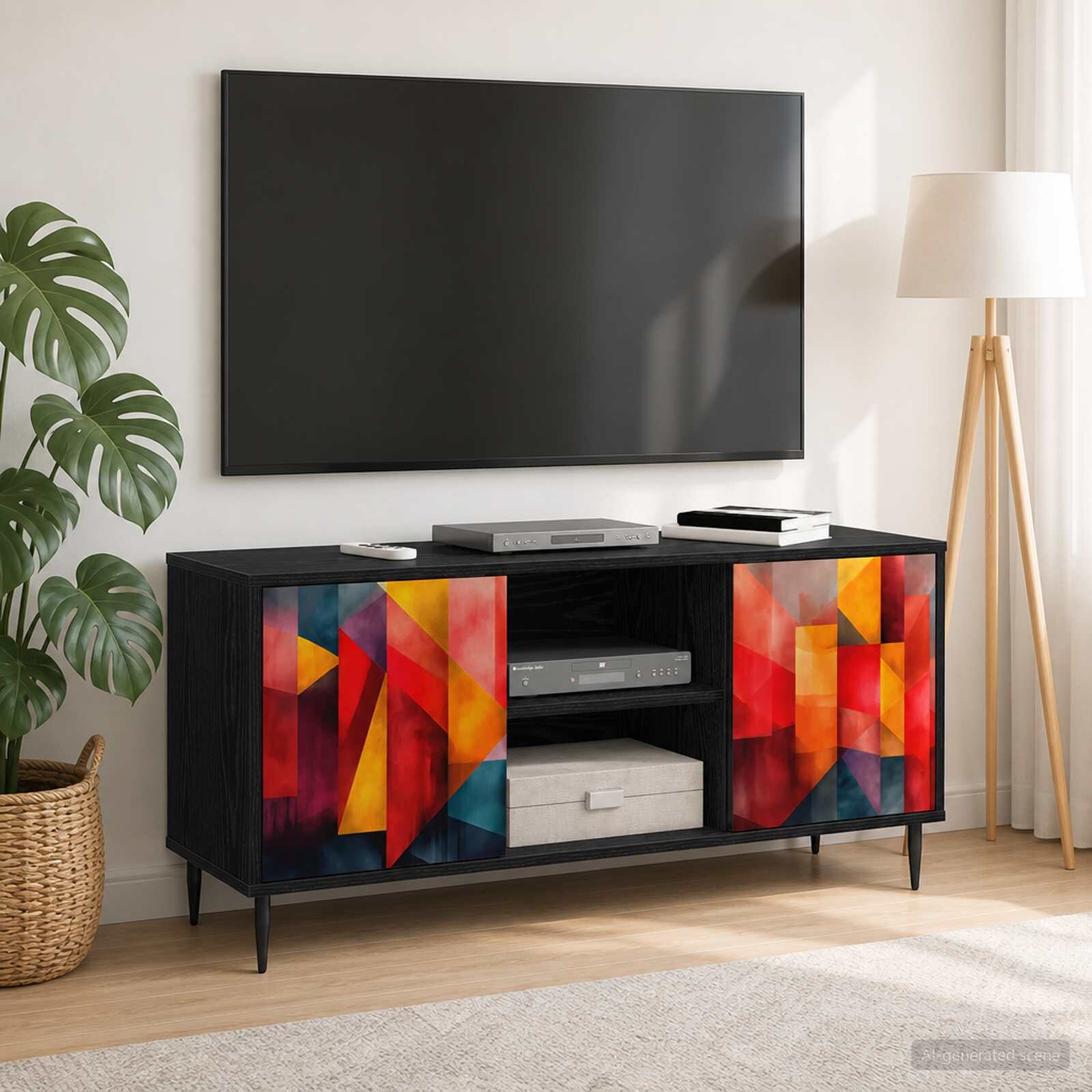 vidaXL ТВ шкаф HEESCH 102 x 33 x 51 см Черен дъб Инженерна дървесина