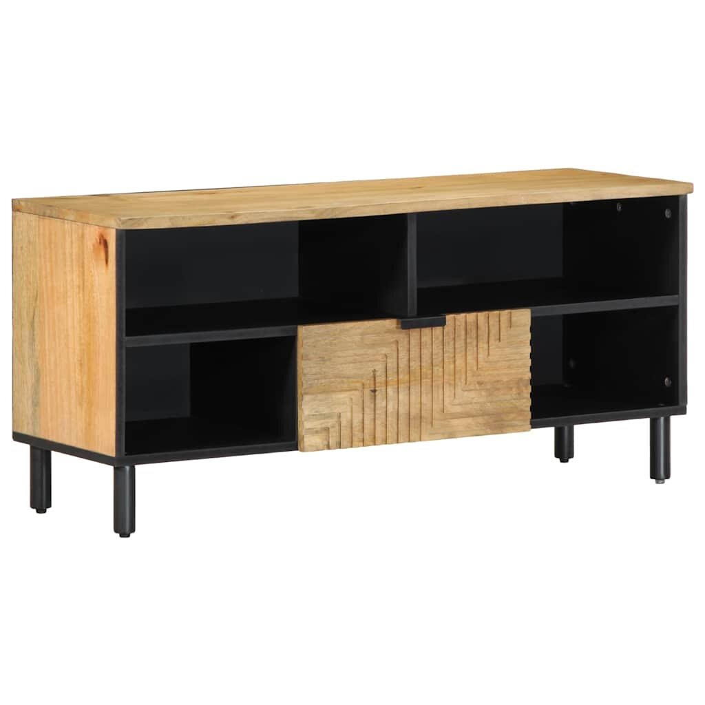 vidaXL TV шкаф кафяв 100x33x46 cm масивна дървесина манго