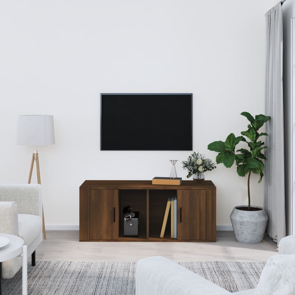 vidaXL ТВ шкаф кафяв дъб 100x35x40 см инженерно дърво