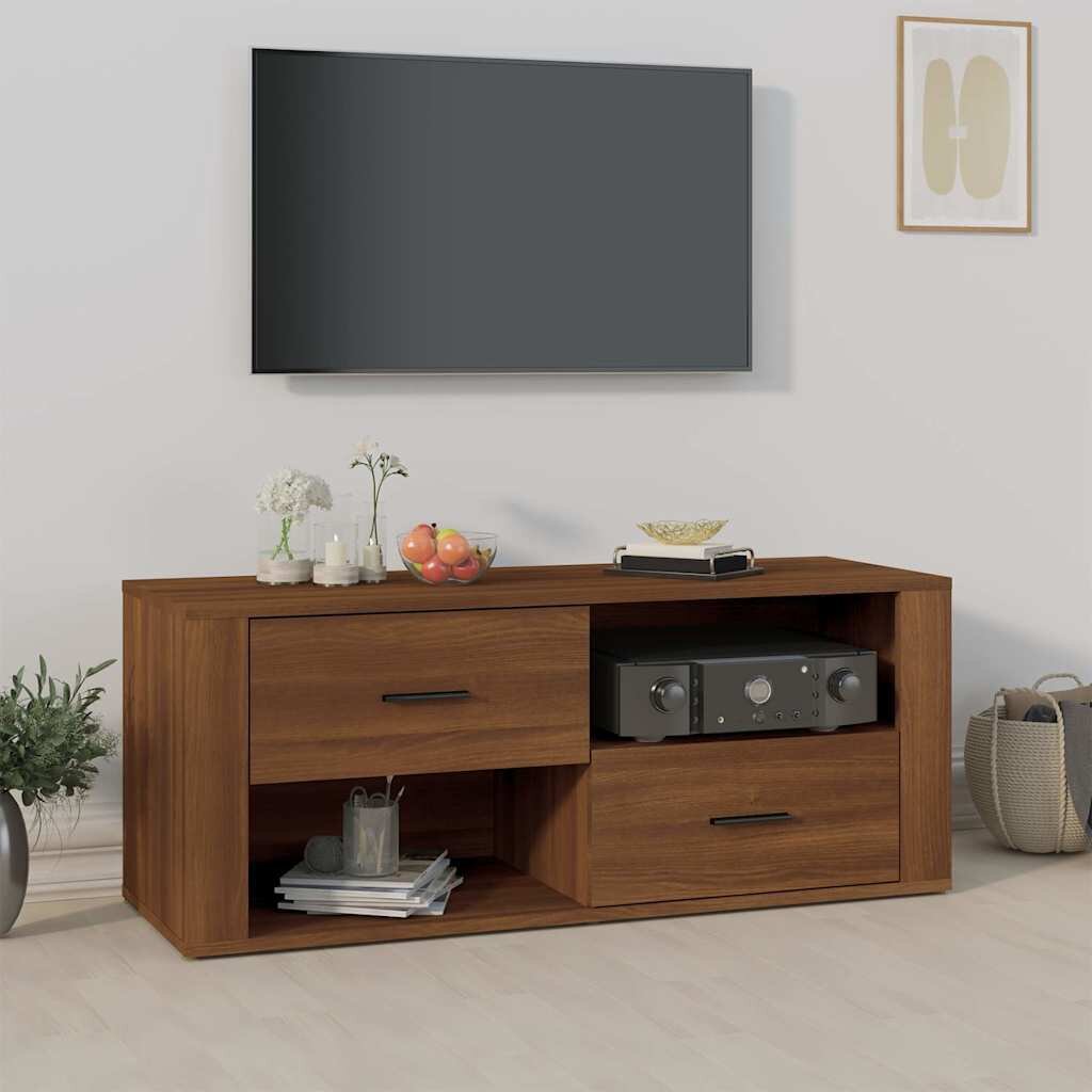 vidaXL ТВ шкаф кафяв дъб 100x35x40 см инженерно дърво