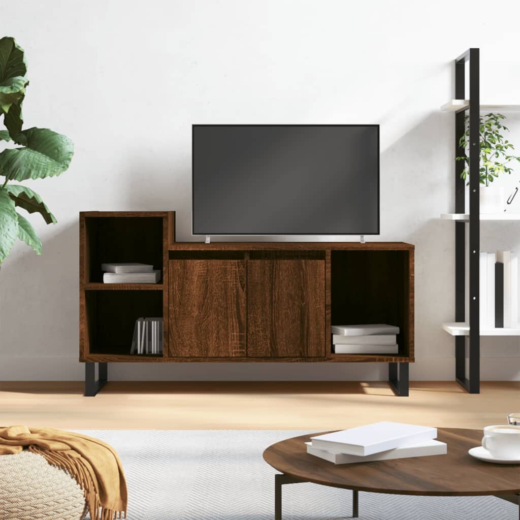 vidaXL ТВ шкаф кафяв дъб 100x35x55 см инженерно дърво