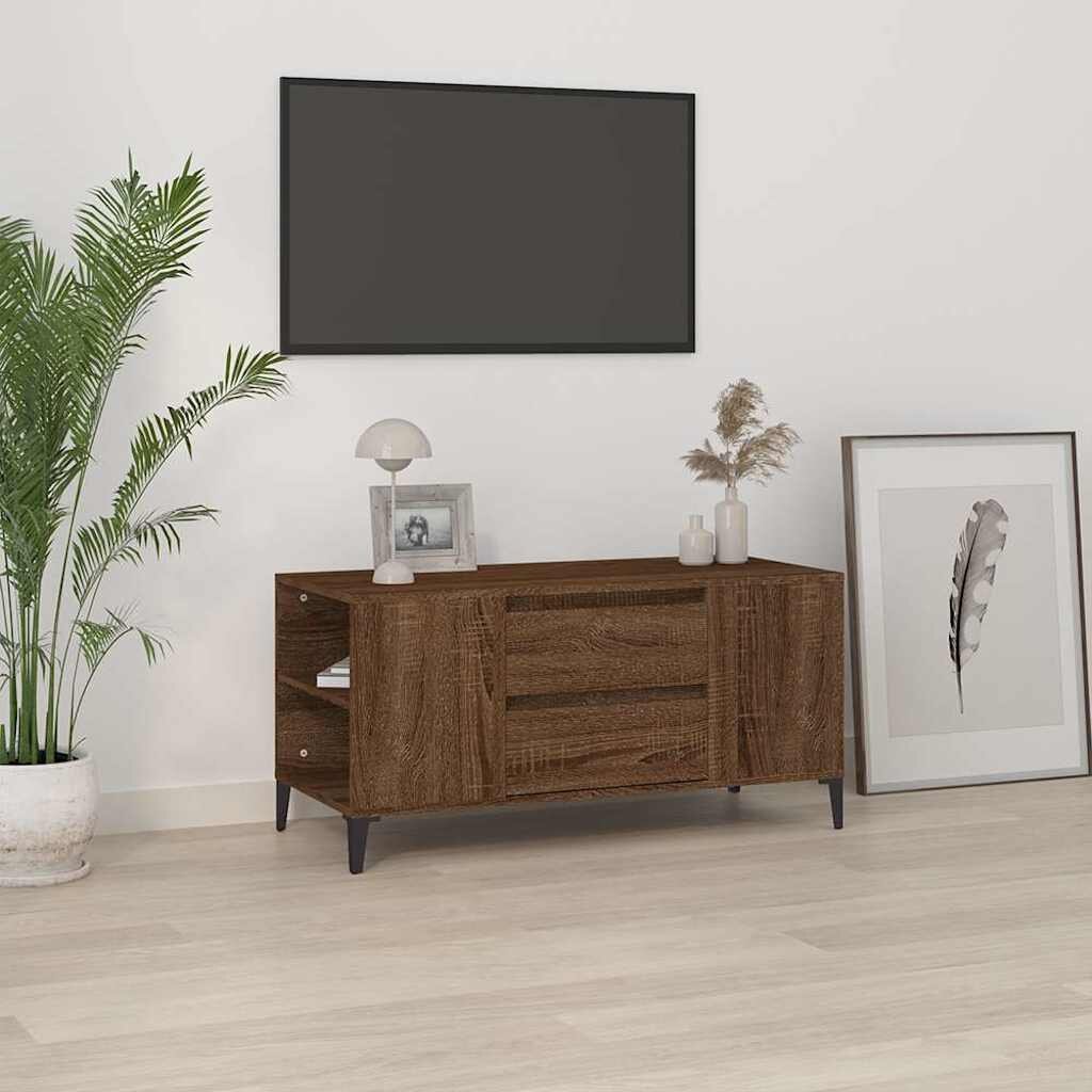 vidaXL ТВ шкаф кафяв дъб 102x445x50 см инженерно дърво