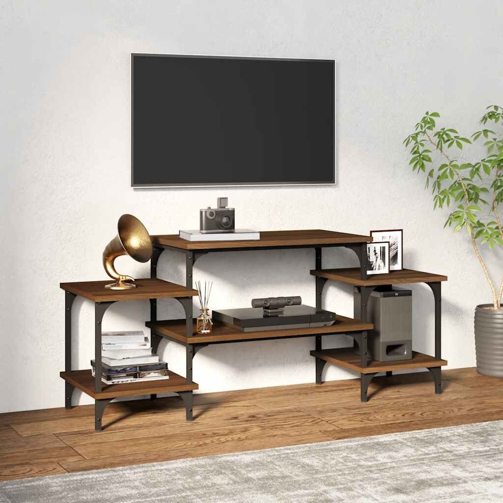 vidaXL ТВ шкаф кафяв дъб 117x35x52 см инженерно дърво