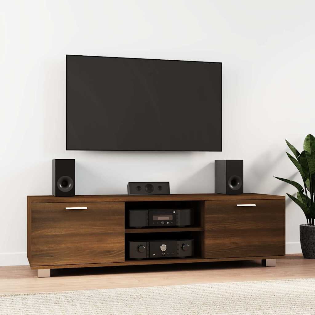vidaXL ТВ шкаф кафяв дъб 140x405x35 см инженерно дърво