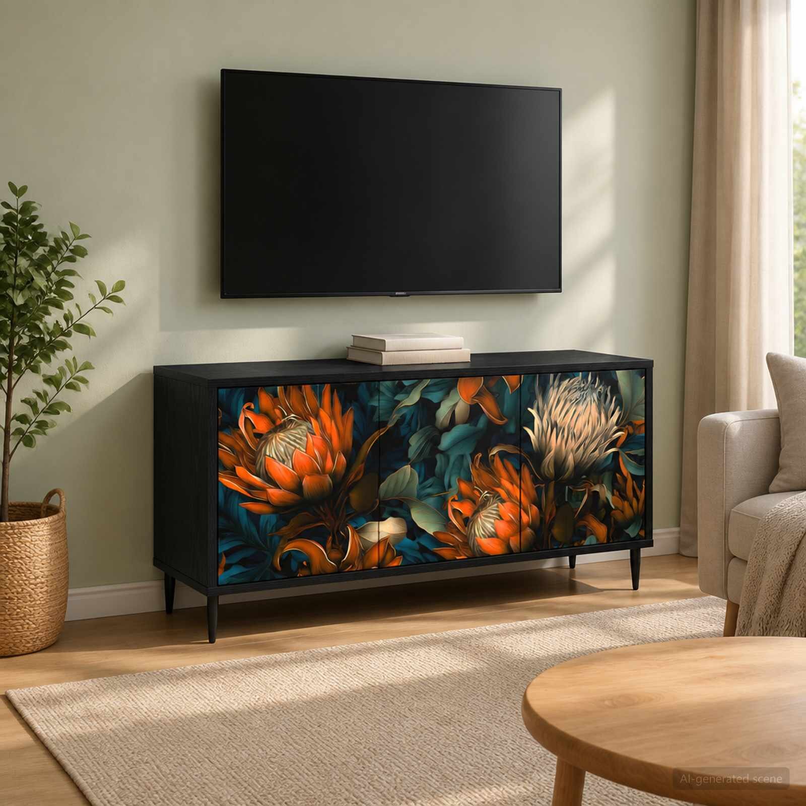 vidaXL ТВ шкаф LOCHEM 102 x 33 x 51 см Черен дъб Инженерна дървесина