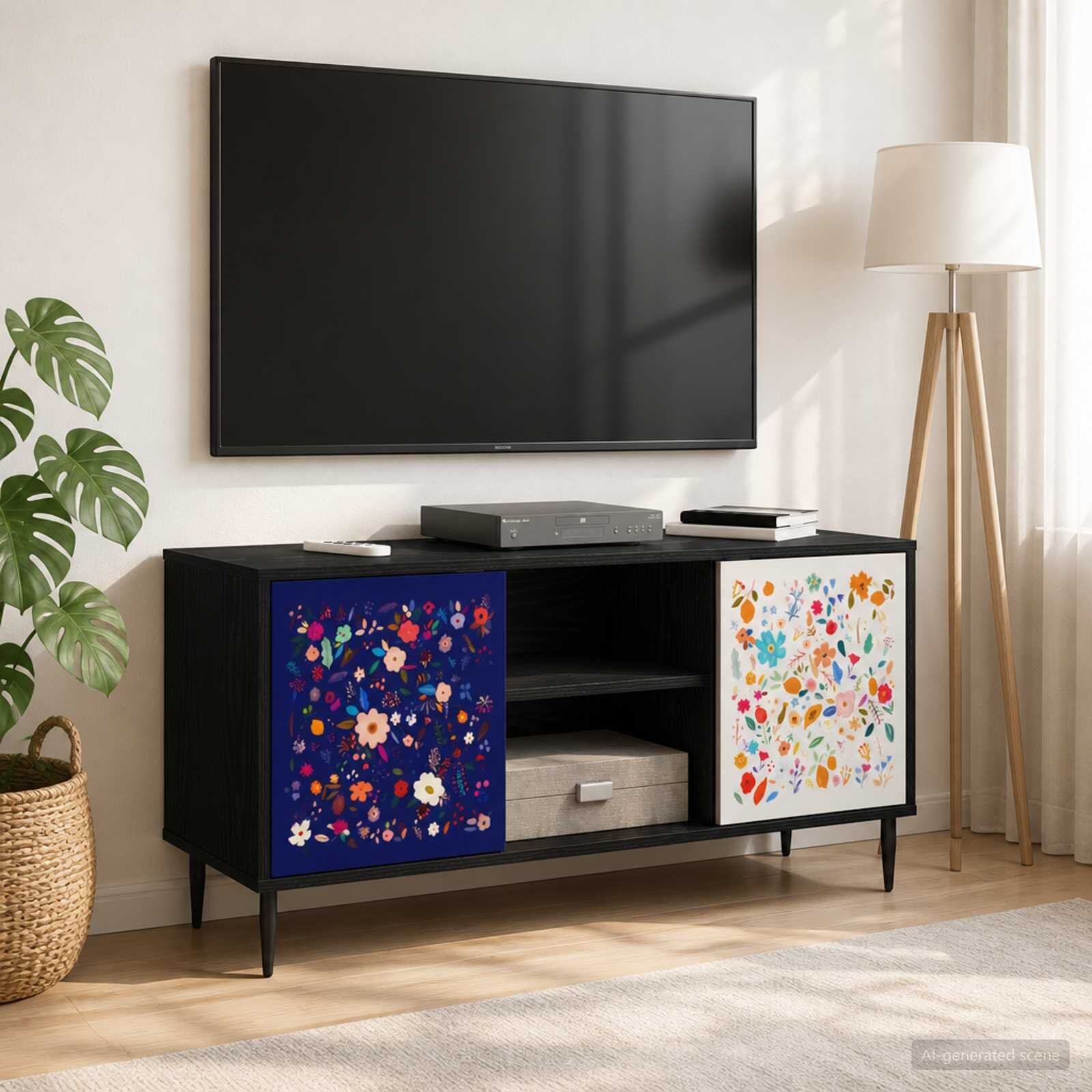 vidaXL ТВ шкаф MAINZ 102 x 33 x 51 см Черен дъб Инженерна дървесина