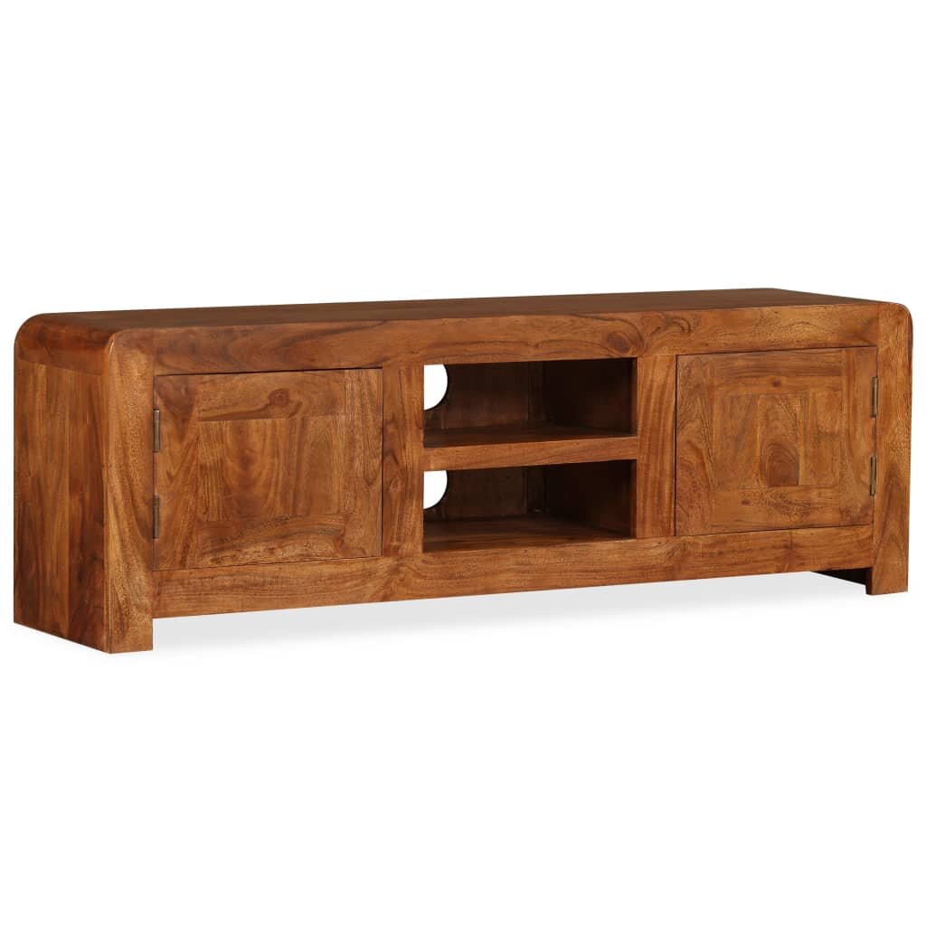 vidaXL ТВ шкаф масивно дърво с меден финиш 120x30x40 см