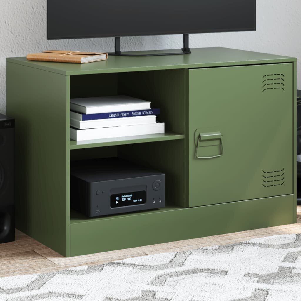 vidaXL ТВ шкаф маслиненозелен 67x39x44 см стомана