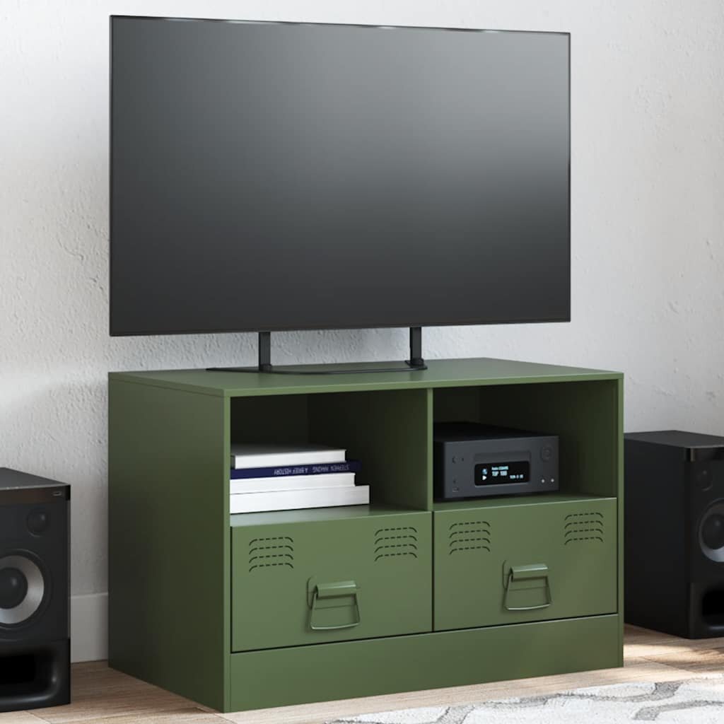 vidaXL ТВ шкаф маслиненозелен 67x39x44 см стомана