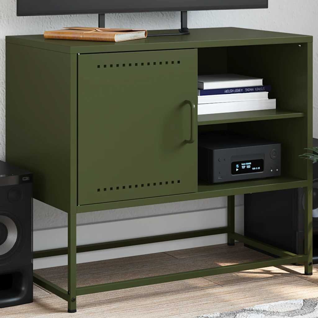vidaXL ТВ шкаф маслиненозелен 68x39x605 см стомана