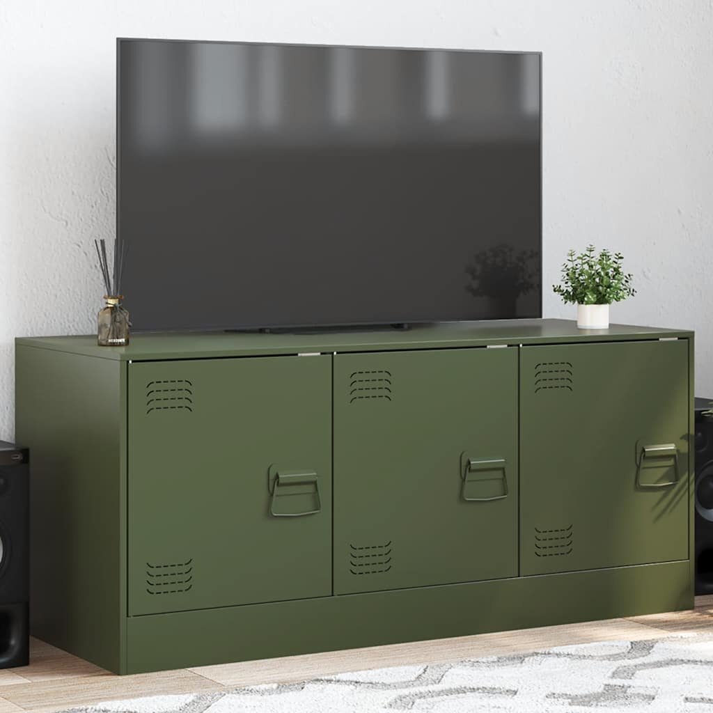 vidaXL ТВ шкаф маслиненозелен 99x39x44 см стомана