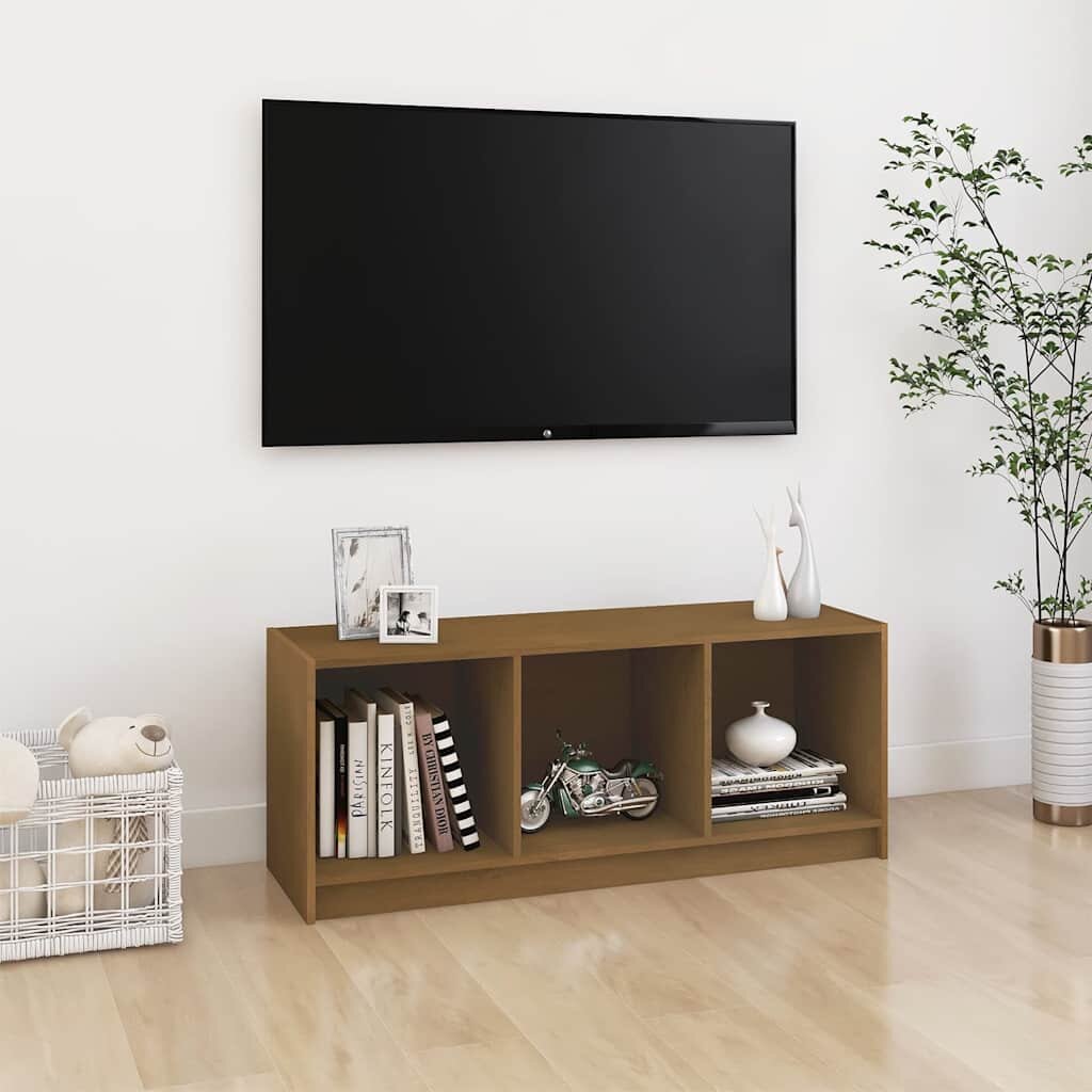 vidaXL ТВ шкаф меденокафяв 104x33x41 см бор масив