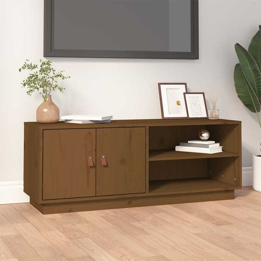 vidaXL ТВ шкаф меденокафяв 105x34x40 см бор масив