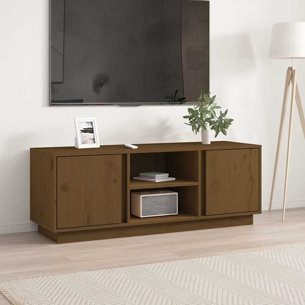 vidaXL ТВ шкаф меденокафяв 110x35x405 см бор масив