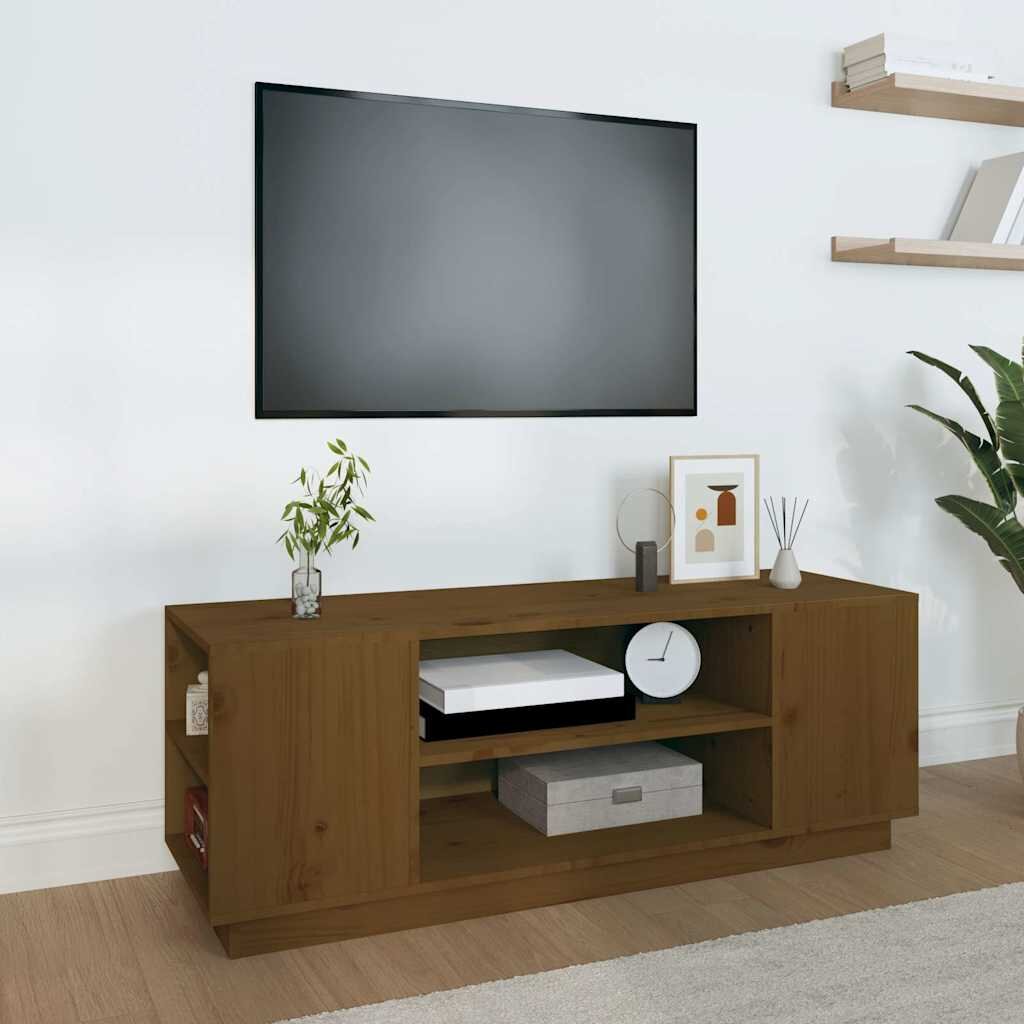 vidaXL ТВ шкаф меденокафяв 110x35x405 см бор масив