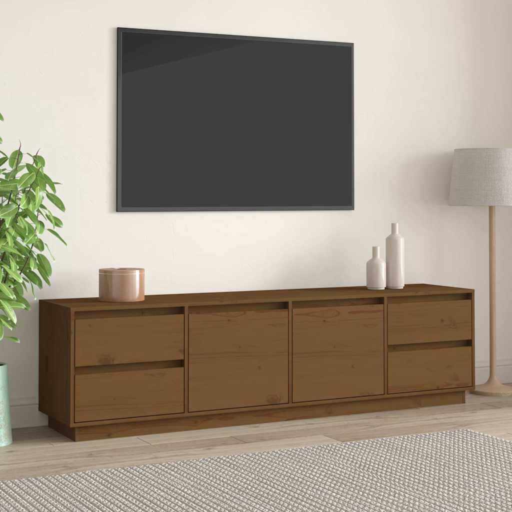 vidaXL ТВ шкаф меденокафяв 176x37x475 см бор масив