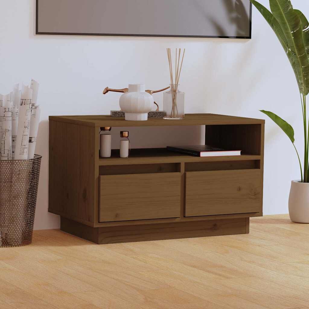 vidaXL ТВ шкаф меденокафяв 60x35x37 см бор масив