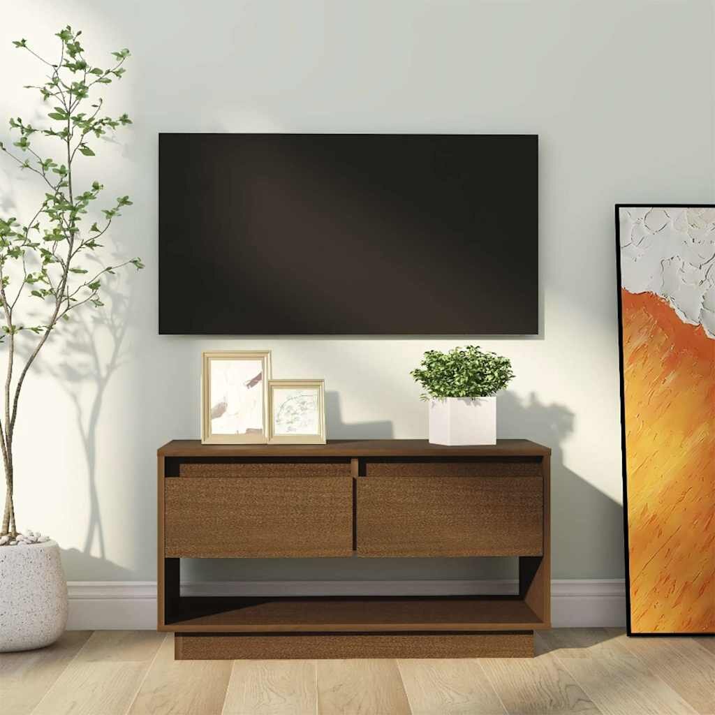 vidaXL ТВ шкаф меденокафяв 74x34x40 см бор масив
