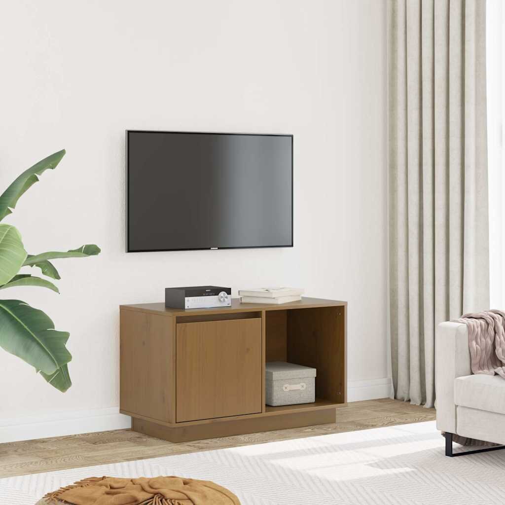 vidaXL ТВ шкаф меденокафяв 74x35x44 см бор масив