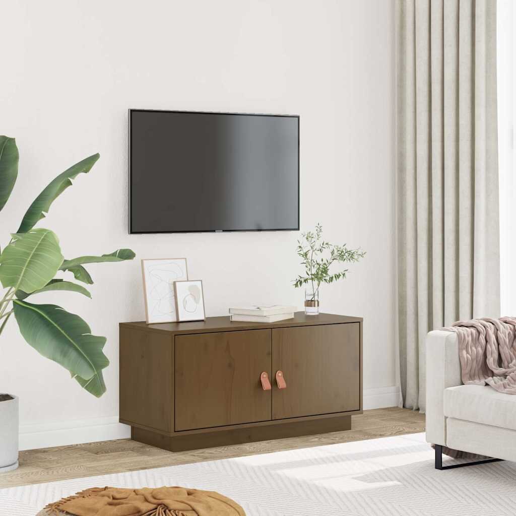 vidaXL ТВ шкаф меденокафяв 80x34x40 см бор масив