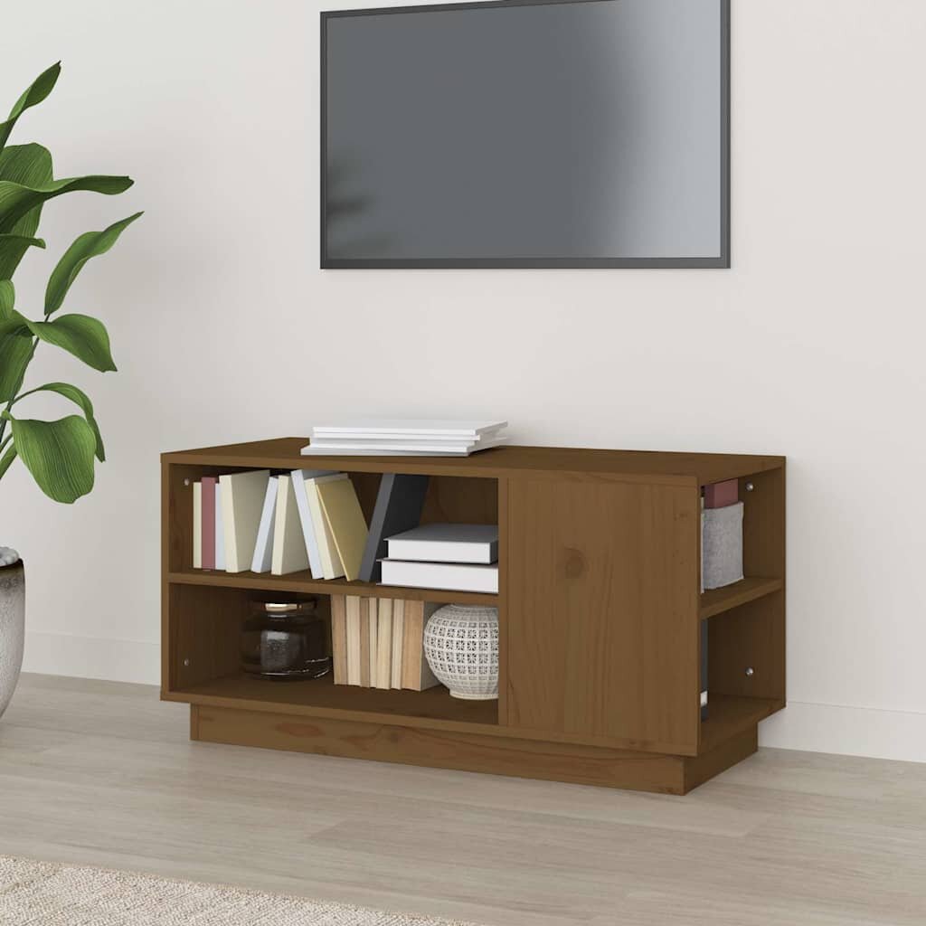 vidaXL ТВ шкаф меденокафяв 80x35x405 см бор масив