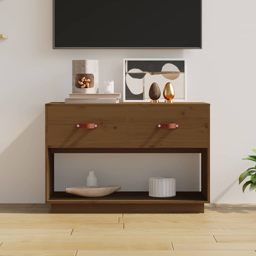 vidaXL ТВ шкаф меденокафяв 90x40x60 см бор масив